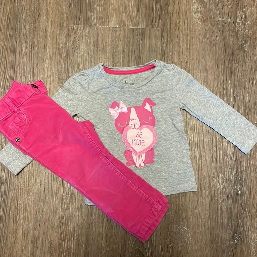 18-24 BabyGap pink and grey outfit